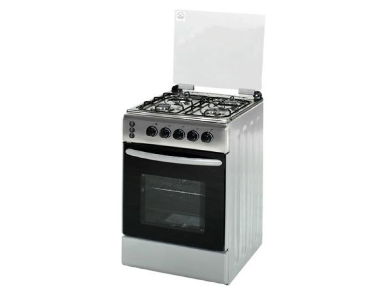 Aragaz Hausberg HB-006IN, 4 arzatoare , Gaz, Aprindere electrica, Rotisor,Iluminare cuptor, 50x60 cm, Inox