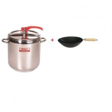 Oala sub presiune inox Zilan ZLN-1015C, Capacitate 9L + Tigaie wok 25 cm CADOU