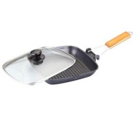 Tigaie grill Grunberg, 28 cm, Capac, Negru