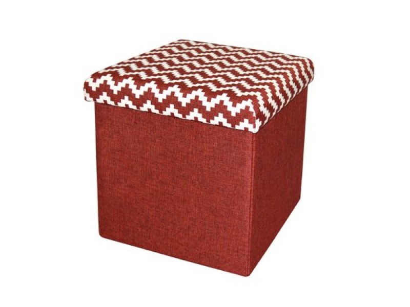 Taburet pliabil textil cu spatiu de depozitare Heinner Home, 38x38x38 cm, rosu, HR-FLD38-RED