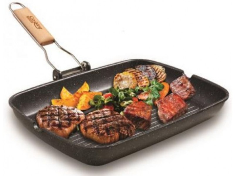  Tigaie grill cu maner detasabil, 35x25cm, aluminiu turnat 