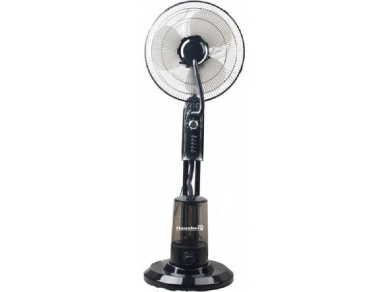 Ventilator cu pulverizare apa,  HAUSBERG , HB-5600, Putere 90 W, Capacitate 3,2 l, 3 trepte de viteza, Timer 120 min, Negru