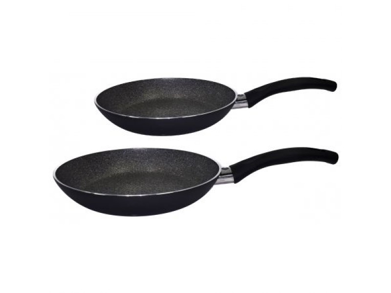 Set 2 tigăi din aluminiu cu interior teflonat, Hausberg Home, 24 și 28cm, fără capac, paleta plastic gratuită, HB-H-710