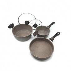 Set 2 cratite si tigaie din granit Hausberg, 19, 25 si 26 cm,capac Sticla,5 piese, HB-H711