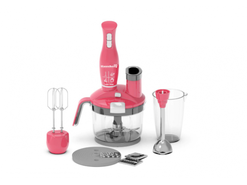 Blender 4 in 1 Hausberg HB-7710RS, capacitate bol 1.5 l, 1500 W, functie turbo, Rosu