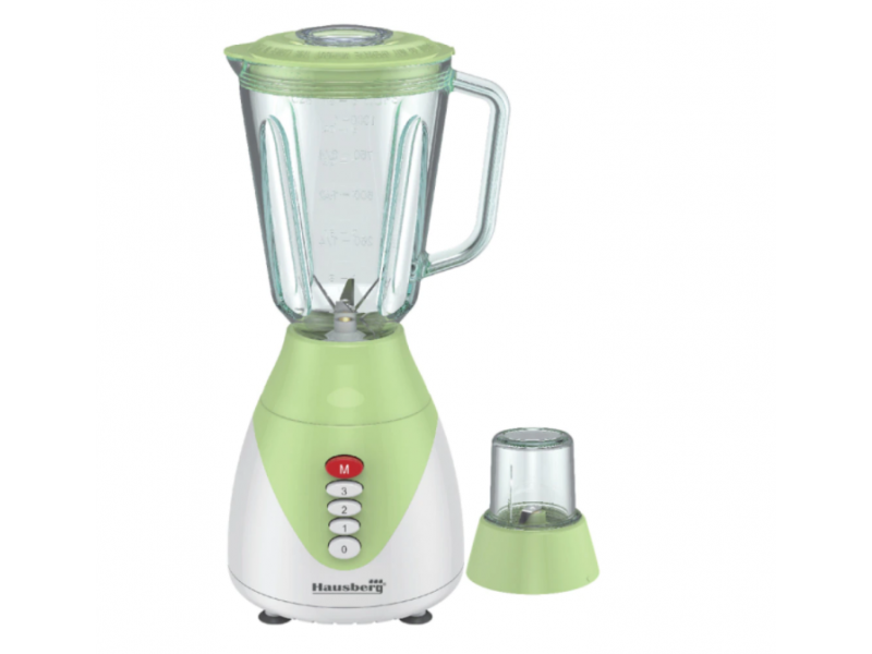 Blender 2 in 1 cu bol de sticla Hausberg HB-7761VR lama din otel inoxidabil, capacitate 1,5L, Verde