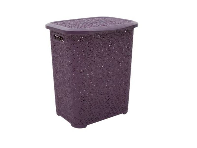 Cos de rufe TUFFEX, plastic rattan, 45 L, Elegant Mov dantelat