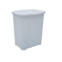 Cos de rufe TUFFEX, plastic rattan, 45 L, Elegant alb dantelat