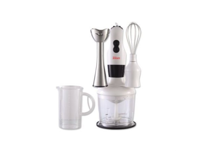 Mixer vertical Zilan ZLN-8303, Putere 200 W, Tija detasabila si cutit din inox, Accesoriu tel, Cana gradata 700 ml, Dispozitiv pentru maruntit legume fructe 0.5L