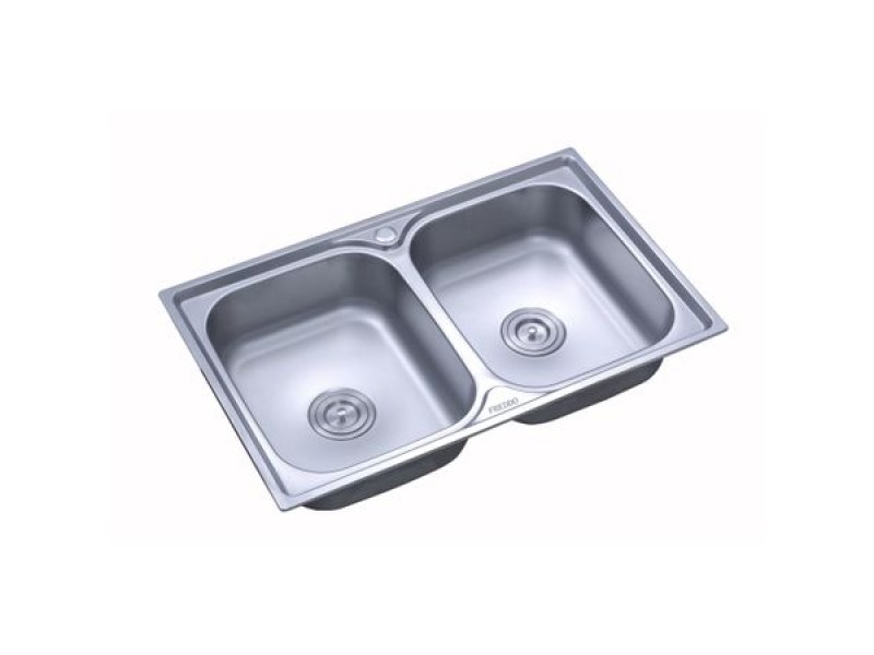 Chiuveta Freddo ERT-SN9027, Pentru blat, Satinat, 2 cuve, Inox