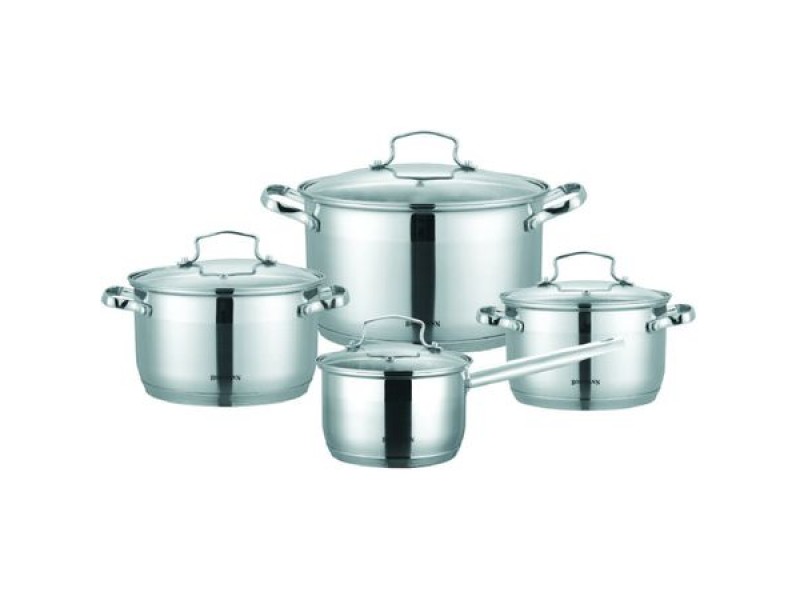 Set oale din inox cu capace 8 piese Bohmann, inductia, fund 7 straturi, inox