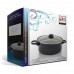 Cratita otel carbon cu acoperire non-stick si cos pentru prajit, 24x9cm, capac sticla, Esperansa ES 1213 F