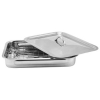 Tava din inox, pentru cuptor , cu grill si capac , 38 x 28 x 6 cm , Grunberg GR2967