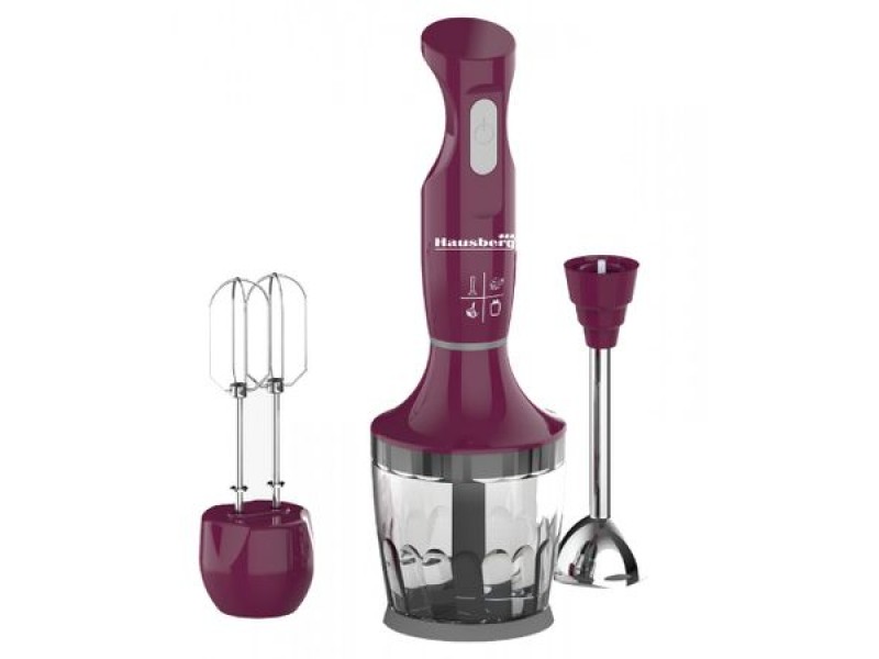 Blender 3 in 1 Hausberg HB-7706MV, capacitate bol 0.75 l, 600 W, Mov