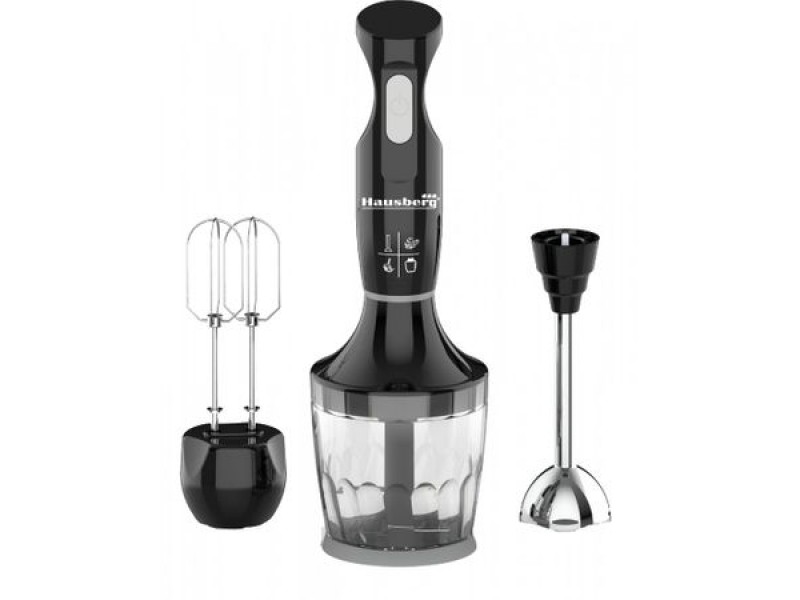 Blender 3 in 1 Hausberg HB-7706NG, capacitate bol 0.75 l, 600 W, Negru