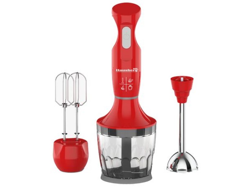 Blender 3 in 1 Hausberg HB-7706RS, capacitate bol 0.75 l, 600 W, Rosu