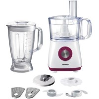 Robot de bucatarie Heinner Charm HFP-750BG, 750 W, Bol 1.2 L, Blender 1.8 L, 4 discuri, Alb/Visiniu