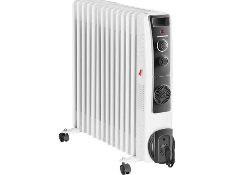 Calorifer electric cu ulei Heinner HOH-YV13BK, 2500 W, 13 elementi, ventilator 400W, protectie supraincalzire, termostat reglabil, alb