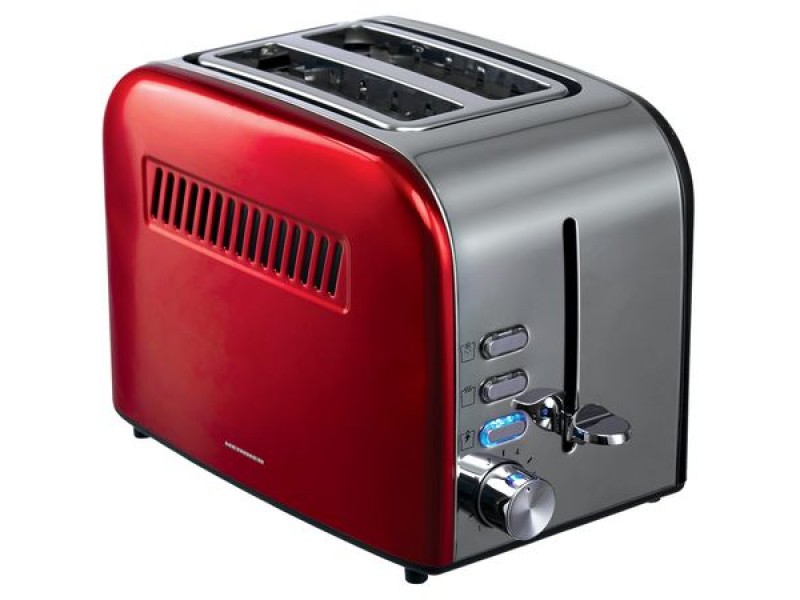 Prajitor de paine Heinner HTP-850RDIX, 850 W, 7 nivele de rumenire, 3 functii, Rosu/Inox