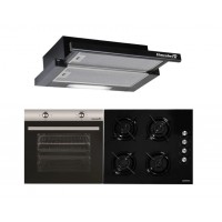 Pachet HAUSBERG Basic Style Black, Cuptor electric Incorporabil HB8051, Clasa A, 76L, 2000W, Negru/Inox, Plita Incorporabila HB563NG, 4 arzatoare, Gaz, Sticla, Negru, Hota incorporabila telescopica HB1285NG, Putere de absorbtie 420 m3/h, 2 motoare