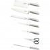 Set de cutite Bohmann inox turnat 8 piese , Foarfeca, si Dispozitiv de Ascutit Suport inclus, argintiu/mat