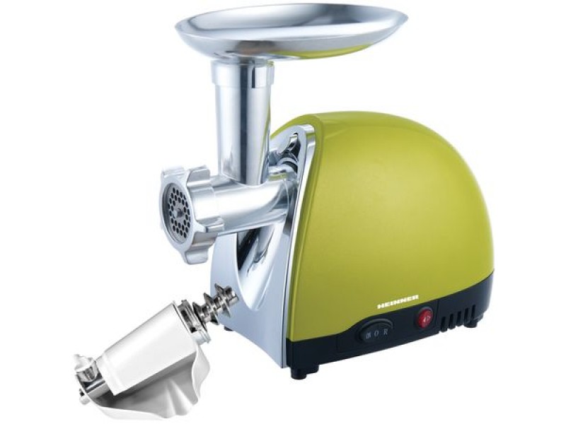  Masina de tocat Heinner, 1600 W, Accesoriu pentru rosii si carnati, Cutit inox, Verde sidefat 