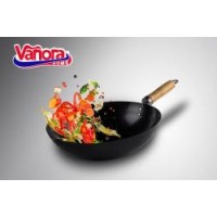 Tigaie wok Vanora 30 cm neagra, otel carbon