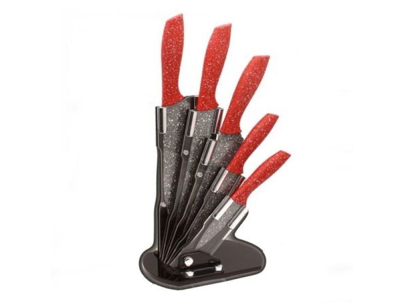 Set 5 cutite ZEPHYR Red Passion Z 1633 ES5AS, Acoperire Marmura, Support acril