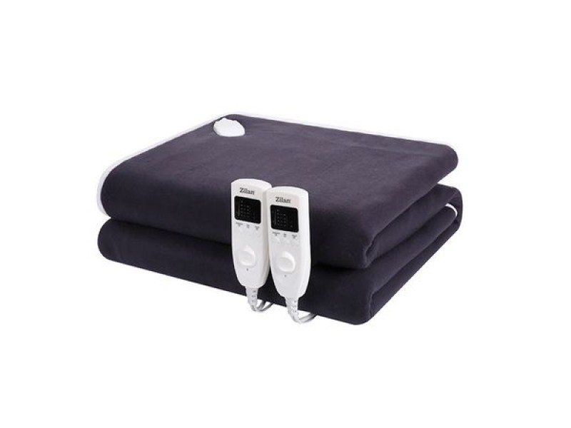 Patura cu incalzire electrica Soft Polar Fleece, Pentru doua persoane 160X140 cm, 2x60 W, Temporizator 1-10 ore, ZILAN ZLN-4120, Negru