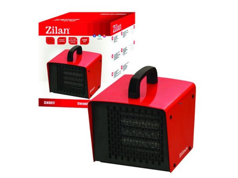 Aeroterma ceramica cub Zilan ZLN3017, 2 trepte 1000/2000W, cu maner, rosie