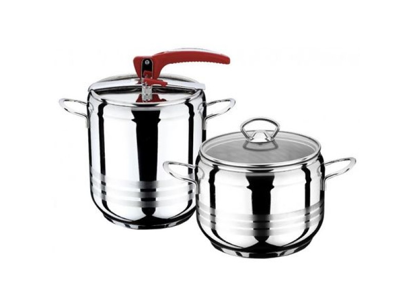 Set de doua oale sub presiune Berlin, 5L si 7L cu capac universal BER112 capac inox+capac yena