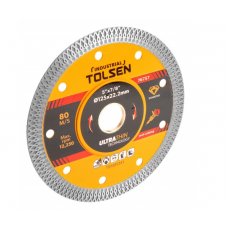 Disc diamantat (industrial) de taiere continuu, 125x22.2x1 mm, ultra subtire, taiere umeda si uscata, TOLSEN