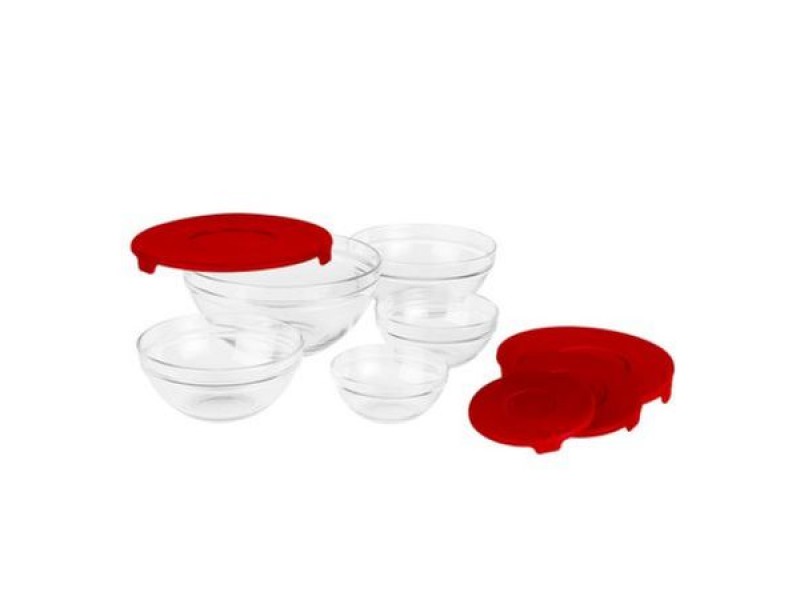 Set 5 Boluri din Sticla + 5 Capace Red