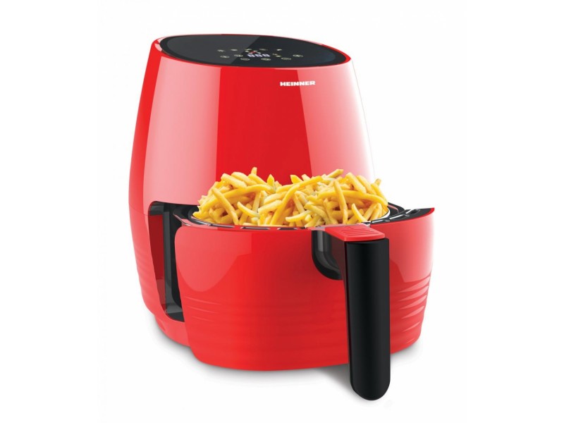 Friteuza fara ulei Heinner AirFryer Nelle Digital RD HAF-1250DRD, 1250W, capacitate vas 3.2L, capacitate cos 2.5L, control digital, termostat reglabil 80-200˚C, temporizator 30 min, Rosu