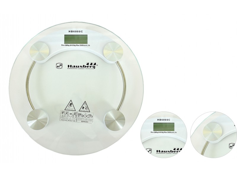 Cantar electronic Hausberg, 150 kg, LCD, platforma sticla