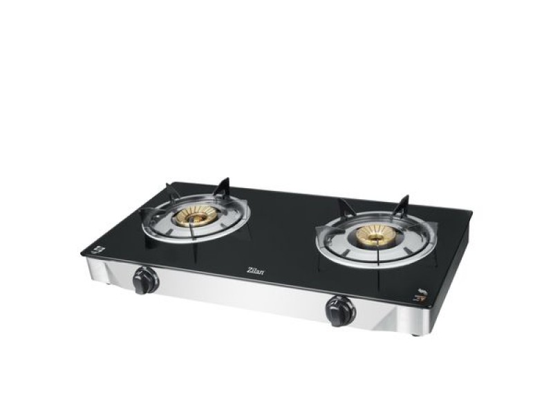 Aragaz cu 2 ochiuri din inox numai cu gaz din butelie cu G.P.L + Tocator din sticla CADOU,  ZLN-2416