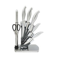 Set 5 cutite + ascutitor + foarfeca , GRUNBERG, otel inoxidabil cu suport Inox - RP11