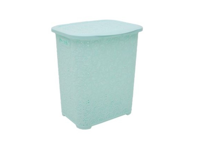 Cos de rufe TUFFEX, plastic rattan, 45 L, Elegant LILA dantelat